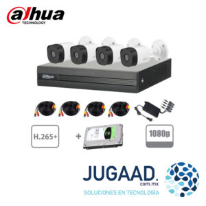 Dahua Kit 4 canales 2 megapixeles. 4 cámaras 1080p. Disco duro 1TB.