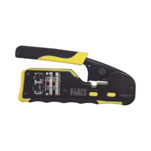 ponchadora/pelacables/cortacables con matraca para conectores pass thru rj45 y conectores estándar rj11/rj12.