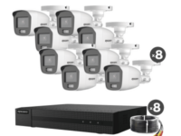 kit turbohd 1080p / dvr 8 canales / 8 cámaras bala colorvu con microfono integrado / fuente de poder / accesorios de instalación