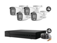 kit turbohd 1080p / dvr 4 canales / 4 cámaras bala colorvu con microfono integrado / fuente de poder / accesorios de instalación