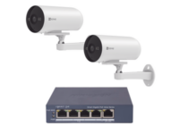 kit de cámaras poe para uso en exterior / poe estandar af / 2 piezas cs h5/3mp/ 1 pieza de switch ds 3e1505p ei/m / vision nocturna a color / ip67 / audio bidireccional / luz y sirena / 4 puertos 1000 mbps poe+ / 1 puerto 1000 mbps uplink