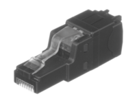 plug rj45 utp, instalación recta, terminación en campo certificable, compatible con cat5e, cat6 y cat6a, color negro