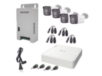 kit hilook audio bidireccional turbohd 1080p / dvr metalico 4 canales / 4 cámaras bala (exterior) con bocina y micrófono integrado / 1 fuente de poder / accesorios