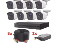 kit turbohd / dvr 8 canales 1080p lite / 8 cámaras bala 1080p metalicas / 8 cables de 20 metros / 2 fuentes de 4 canales