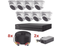 kit turbohd / dvr 8 canales 1080p lite / 8 cámaras turret 1080p metalicas / 8 cables de 20 metros / 2 fuentes de 4 canales