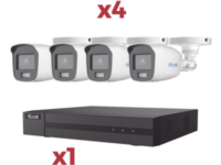 [kit] dvr 4 canales turbohd + 1 canal ip / 2 megapixel (1080plite) / acusense lite / audio por coaxitron / 1 bahia de disco duro / 4 cámaras 2 megapixel tipo bala / colorvu lite + microfono integrado