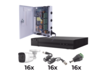 kit turbohd 1080p / dvr 16 canales / 16 cámaras bala policarbonato con microfono (exterior 2.8 mm) / transceptores / conectores / fuente de poder profesional