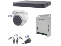 kit turbohd 1080p / dvr 8 canales / 8 cámaras turret (exterior 2.8 mm) / conectores / transceptores / fuente de poder profesional hasta 15 vcc para larga distancia