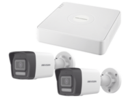 kit ip 1080p (2 megapixel) / nvr de 4 canales con 4 puertos poe / 2 cámaras bala ip con microfono integrado / colorvu lite y acusense lite