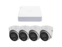 kit ip 1080p (2 megapixel) / nvr de 4 canales con 4 puertos poe / 4 cámaras ip turret con micrófono integrado / colorvu y acusense lite