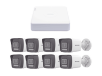 kit ip 1080p (2 megapixel) / nvr de 8 canales con 8 puertos poe / 8 cámaras ip bala colorvu lite y acusense lite / micrófono integrado
