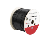 bobina de cable de utp de 4 pares cat5e de 305 metros (1000 pies), 100% cobre, ldpe resistente a rayos uv relleno de gel, color negro, 24 awg, uso en exterior, para aplicaciones de voz, datos y video