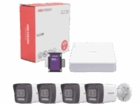 kit ip 4 megapixel / nvr de 4 canales con 4 puertos poe / 4 cámaras ip bala dual light (ir + luz blanca) con microfono integrado y acusense lite para exterior/ bobina de cable de 100 mts / ssd de 1 tb
